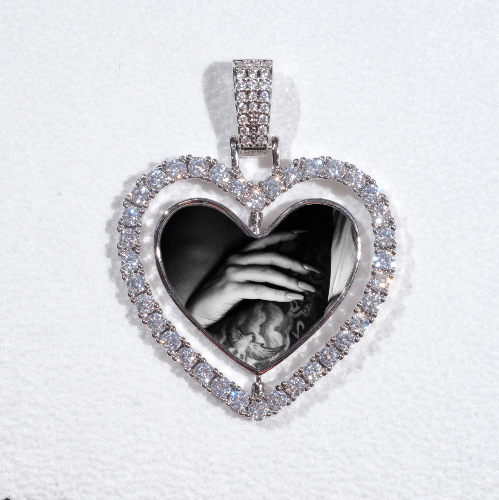3D Spinning 2-Faced Heart Custom Picture Pendant