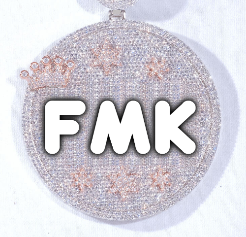 CUSTOM LETTER NECKLACE 3D BIG CROWN DISC