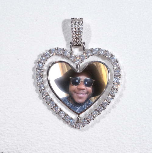 3D Spinning 2-Faced Heart Custom Picture Pendant
