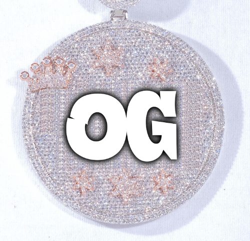 CUSTOM LETTER NECKLACE 3D BIG CROWN DISC