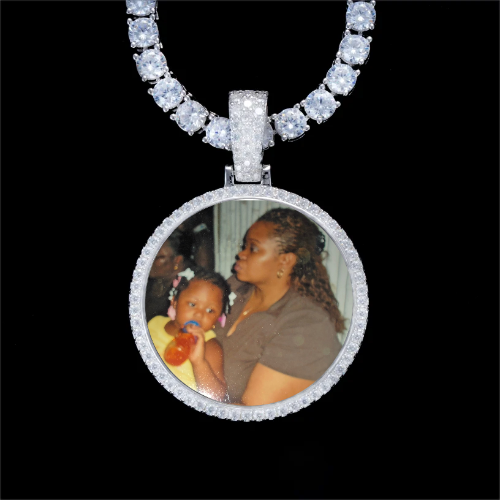 925S & VVS Moissanite 3D Circle Custom Picture Pendant