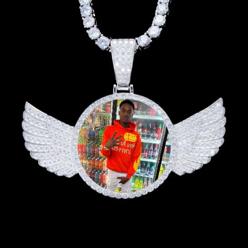 925S & VVS Moissanite 3D Wing Custom Picture Pendant