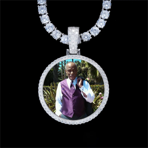 925S & VVS Moissanite 3D Circle Custom Picture Pendant
