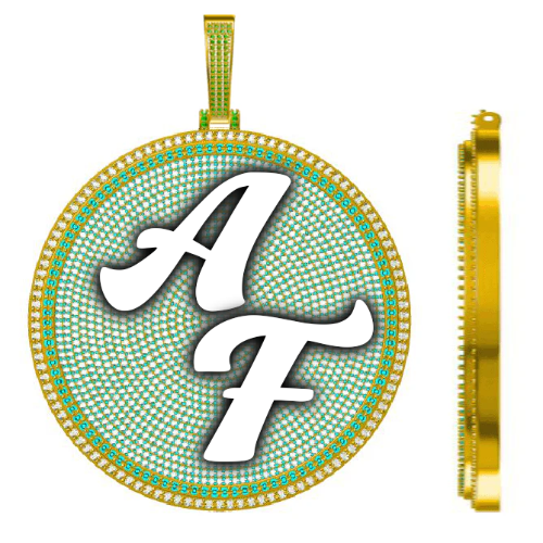 CUSTOM LETTER NECKLACE 3D BIG DISC