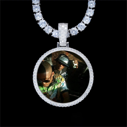 925S & VVS Moissanite 3D Circle Custom Picture Pendant