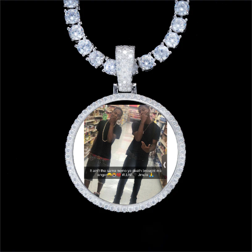 925S & VVS Moissanite 3D Circle Custom Picture Pendant