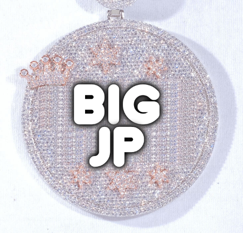 CUSTOM LETTER NECKLACE 3D BIG CROWN DISC