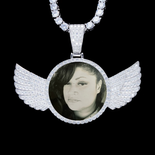 925S & VVS Moissanite 3D Wing Custom Picture Pendant