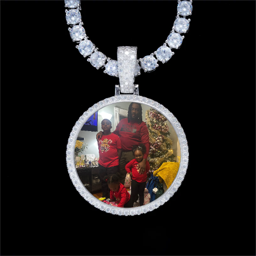 925S & VVS Moissanite 3D Circle Custom Picture Pendant