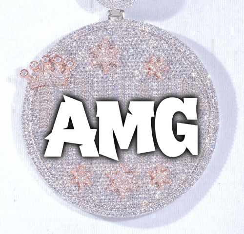 CUSTOM LETTER NECKLACE 3D BIG CROWN DISC