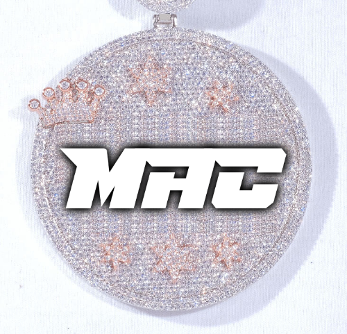 CUSTOM LETTER NECKLACE 3D BIG CROWN DISC