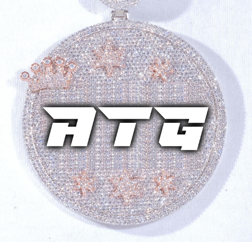 CUSTOM LETTER NECKLACE 3D BIG CROWN DISC