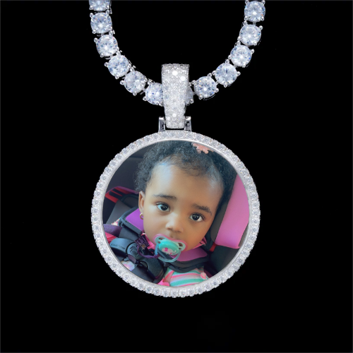 925S & VVS Moissanite 3D Circle Custom Picture Pendant