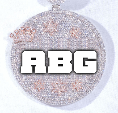 CUSTOM LETTER NECKLACE 3D BIG CROWN DISC