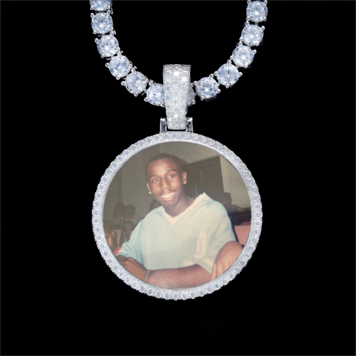 925S & VVS Moissanite 3D Circle Custom Picture Pendant