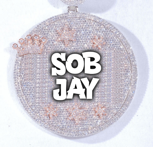 CUSTOM LETTER NECKLACE 3D BIG CROWN DISC