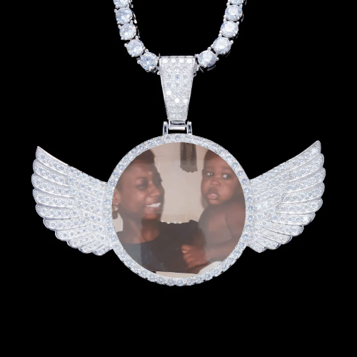 925S & VVS Moissanite 3D Wing Custom Picture Pendant