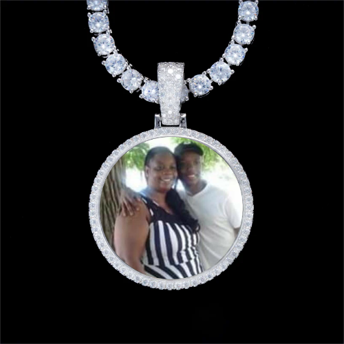 925S & VVS Moissanite 3D Circle Custom Picture Pendant