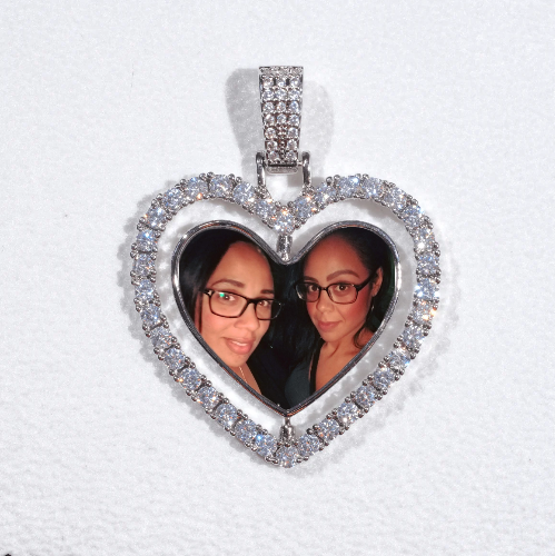 3D Spinning 2-Faced Heart Custom Picture Pendant