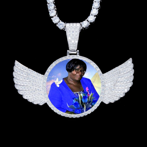 925S & VVS Moissanite 3D Wing Custom Picture Pendant