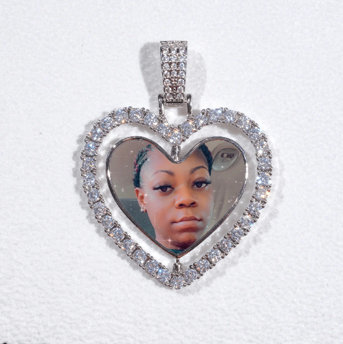 3D Spinning 2-Faced Heart Custom Picture Pendant