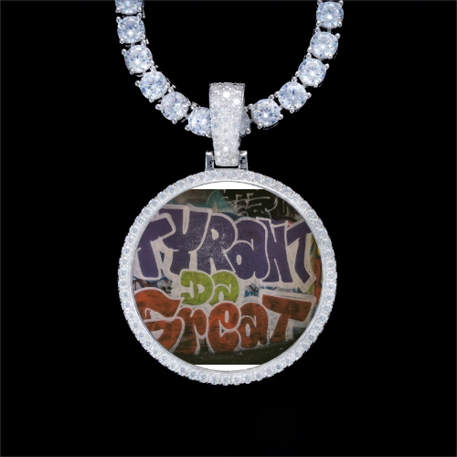925S & VVS Moissanite 3D Circle Custom Picture Pendant