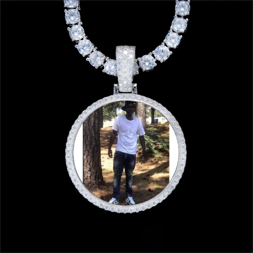 925S & VVS Moissanite 3D Circle Custom Picture Pendant