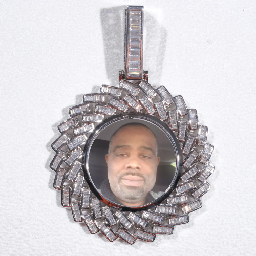 Large 3D Baguette Custom Picture Pendant
