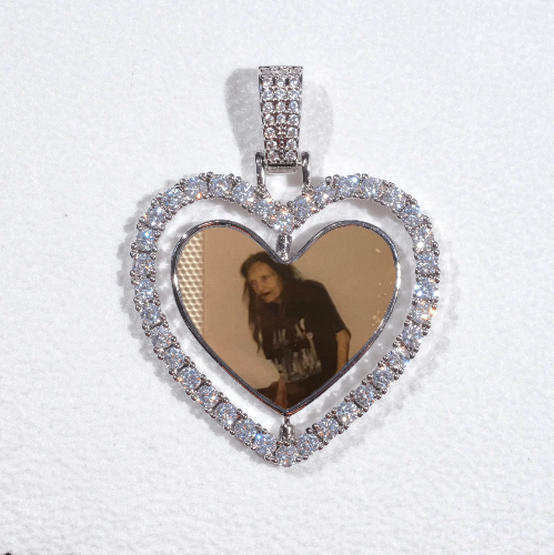 3D Spinning 2-Faced Heart Custom Picture Pendant
