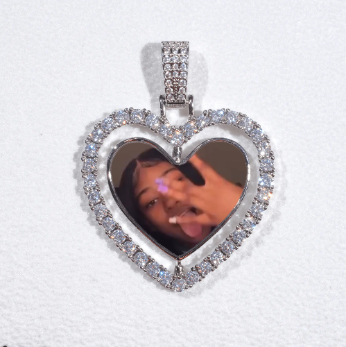 3D Spinning 2-Faced Heart Custom Picture Pendant