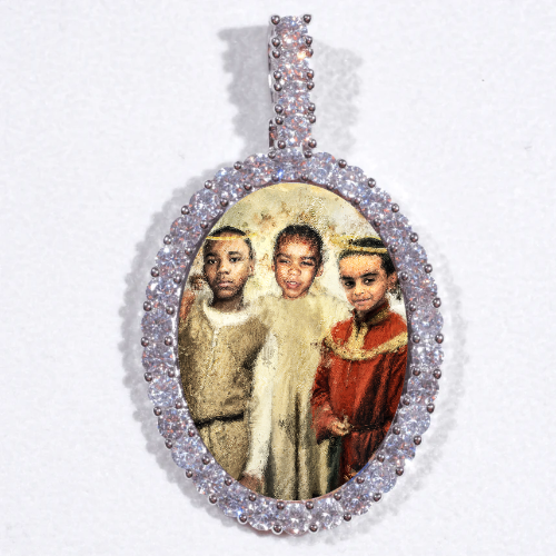 Large 3D Oval Custom Picture Pendant