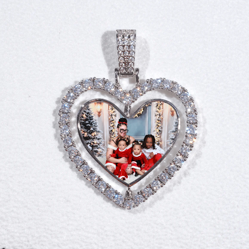 3D Spinning 2-Faced Heart Custom Picture Pendant