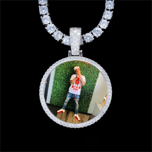925S & VVS Moissanite 3D Circle Custom Picture Pendant