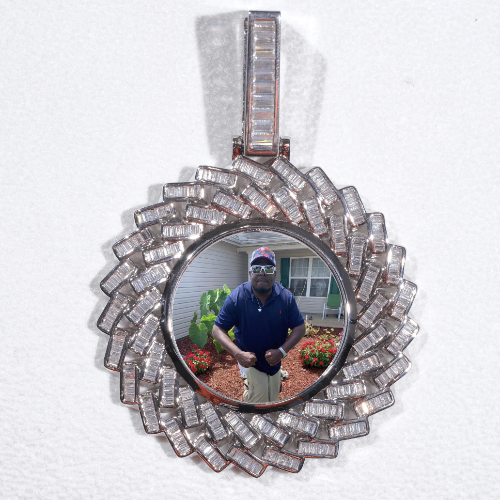Large 3D Baguette Custom Picture Pendant