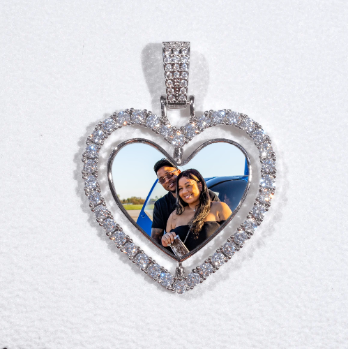 3D Spinning 2-Faced Heart Custom Picture Pendant