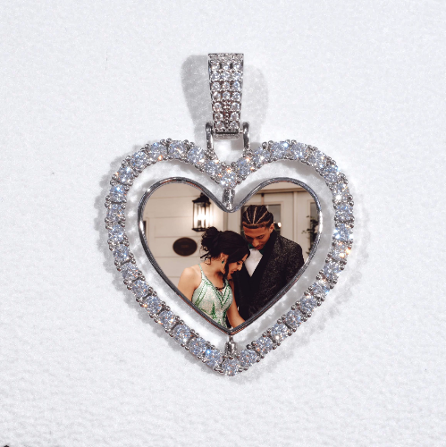 3D Spinning 2-Faced Heart Custom Picture Pendant