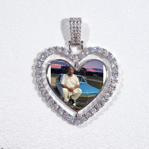 3D Spinning 2-Faced Heart Custom Picture Pendant