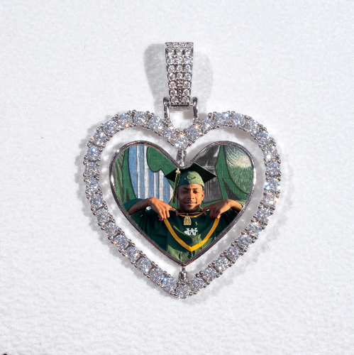 3D Spinning 2-Faced Heart Custom Picture Pendant