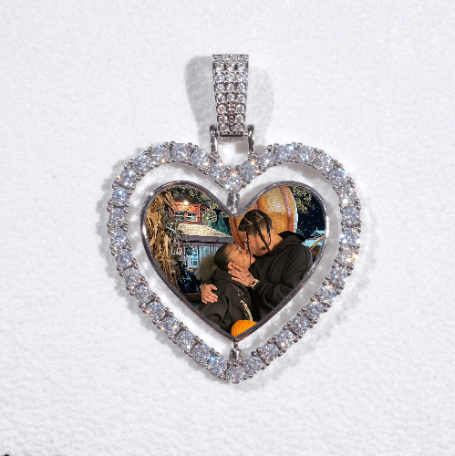 3D Spinning 2-Faced Heart Custom Picture Pendant
