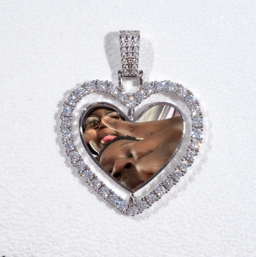 3D Spinning 2-Faced Heart Custom Picture Pendant