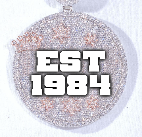 CUSTOM LETTER NECKLACE 3D BIG CROWN DISC