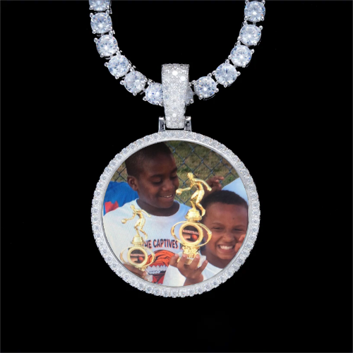 925S & VVS Moissanite 3D Circle Custom Picture Pendant