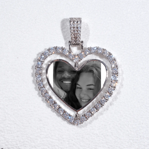 3D Spinning 2-Faced Heart Custom Picture Pendant