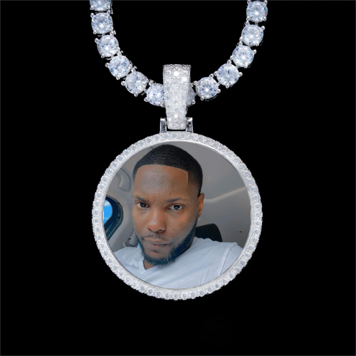 925S & VVS Moissanite 3D Circle Custom Picture Pendant