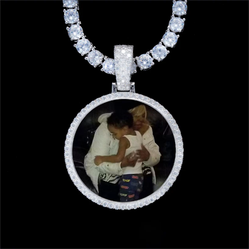 925S & VVS Moissanite 3D Circle Custom Picture Pendant