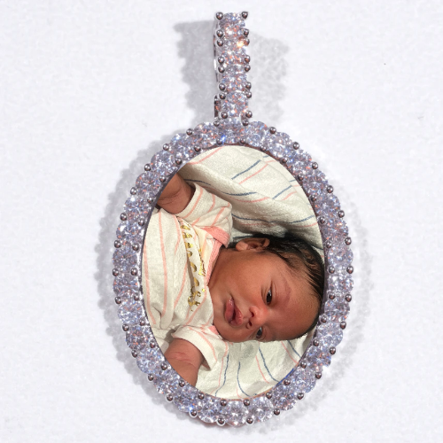 Large 3D Oval Custom Picture Pendant