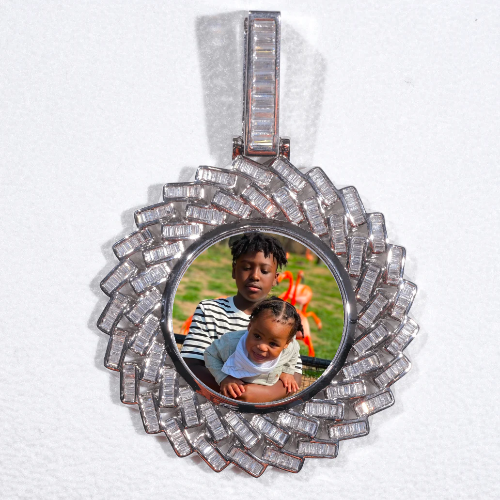 Large 3D Baguette Custom Picture Pendant