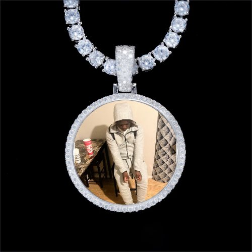 925S & VVS Moissanite 3D Circle Custom Picture Pendant