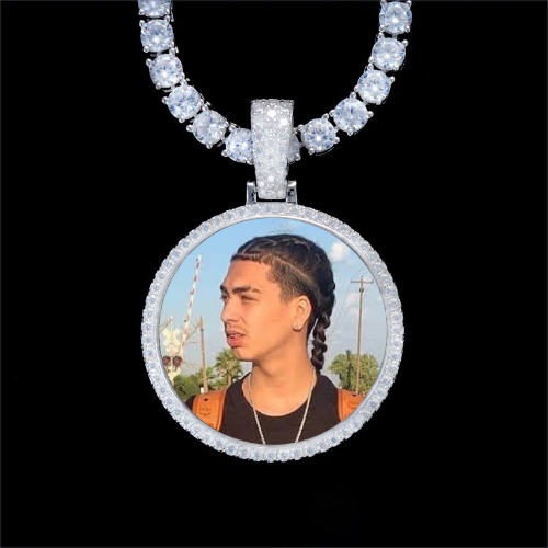 925S & VVS Moissanite 3D Circle Custom Picture Pendant