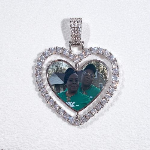 3D Spinning 2-Faced Heart Custom Picture Pendant